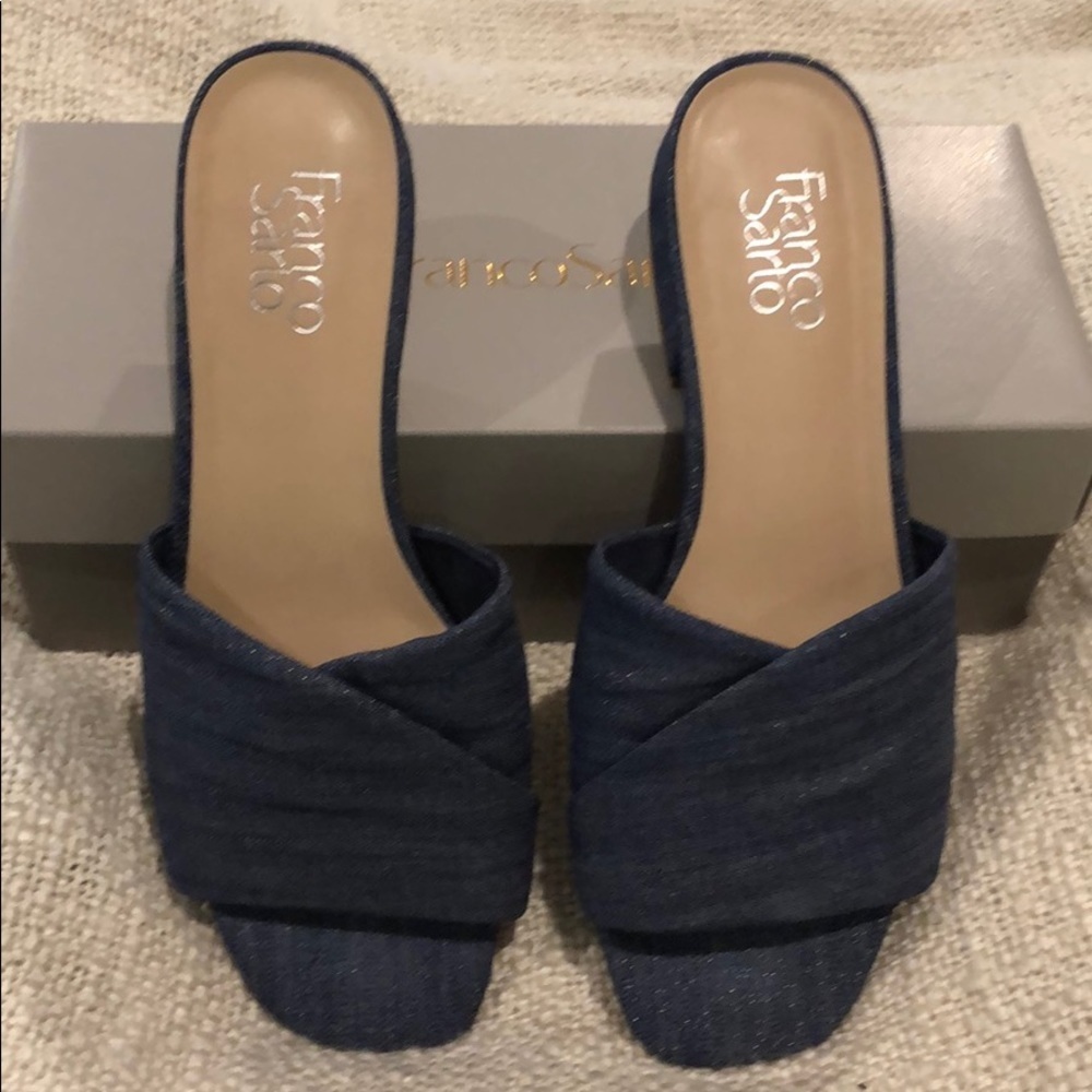 Franco Sarto Denim L-Frisco Slide Sandals sz 8.5